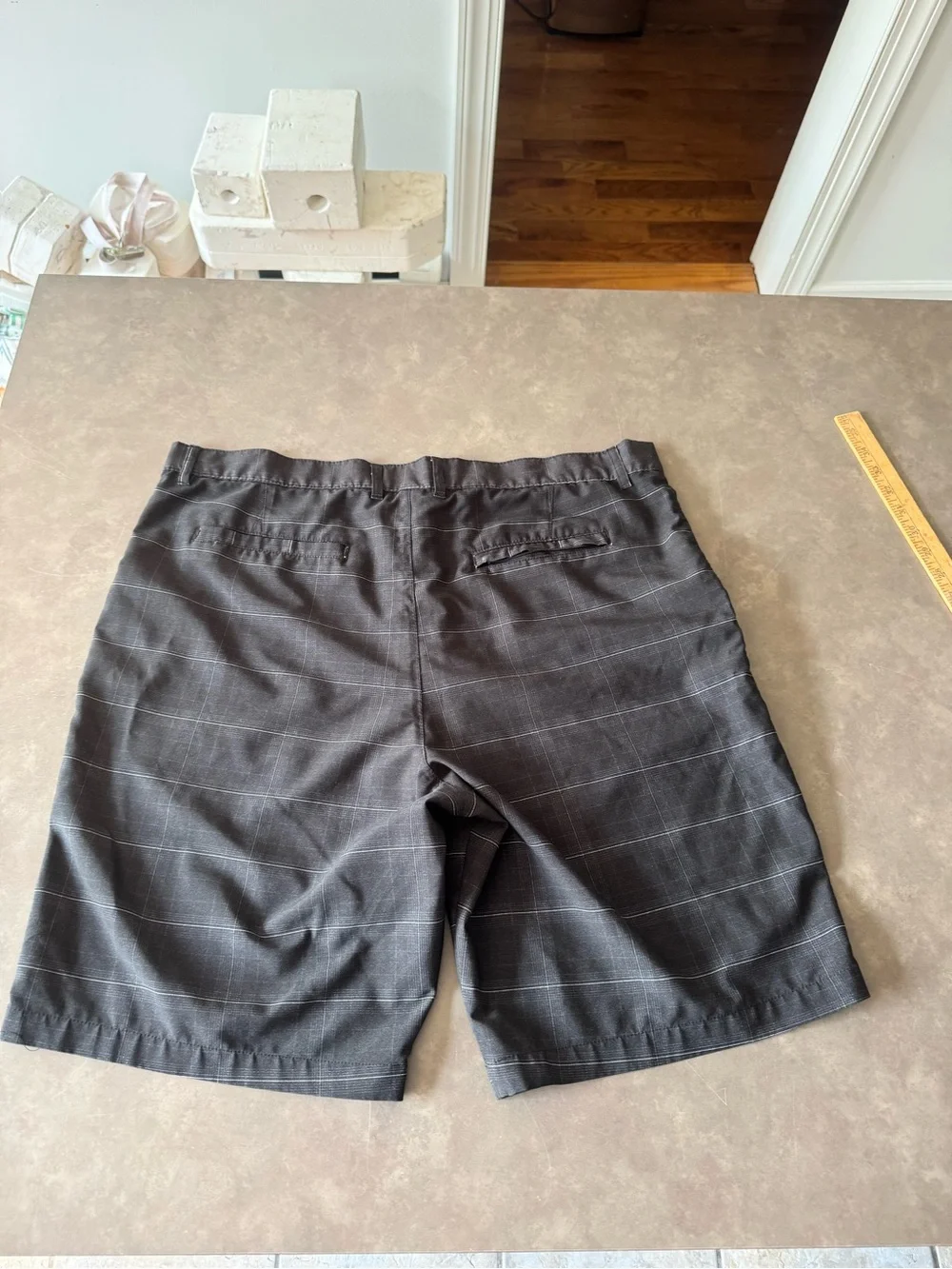 Men's Black Swim Shorts - Classic Plaid